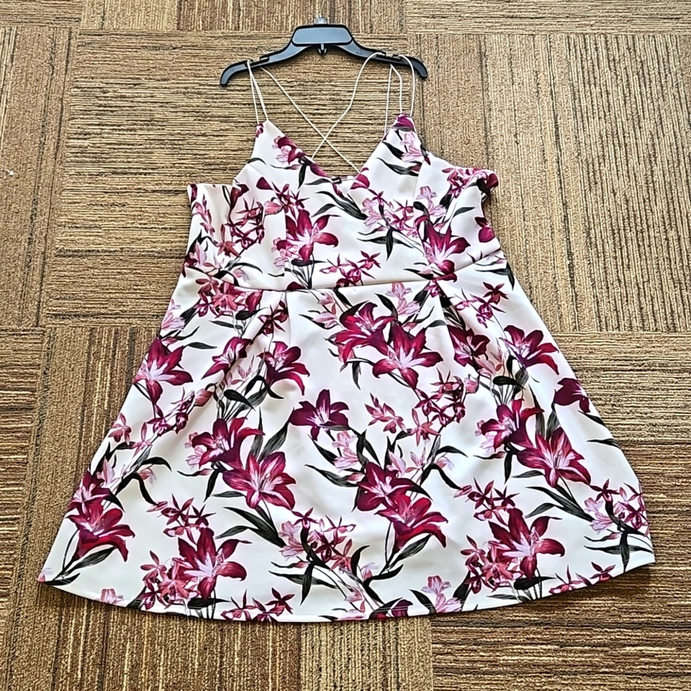 HI SUMMER!!! ☀️ CHARLOTTE RUSSE FLORAL CRISS-CROSS STRAP FLARED DRESS🪻 👗